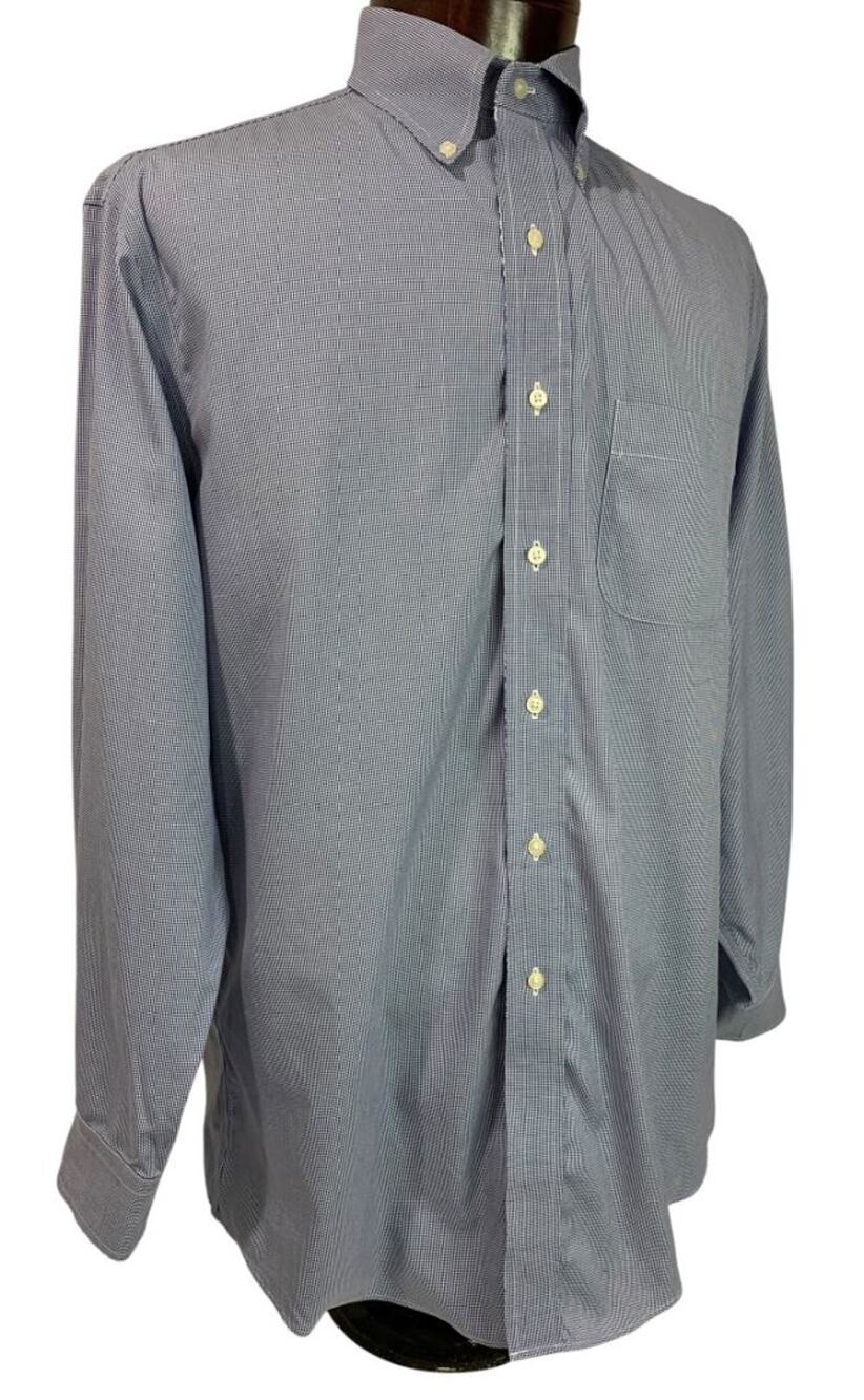 Large (16.5-33) Jos A Bank Mens Tailored Fit Button Down Shirt Blue White